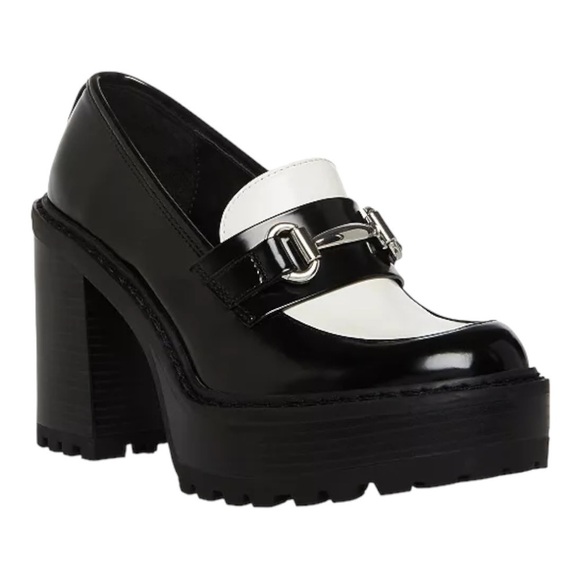 Madden Girl KIIERA in black and white platform loafers - Picture 1 of 12